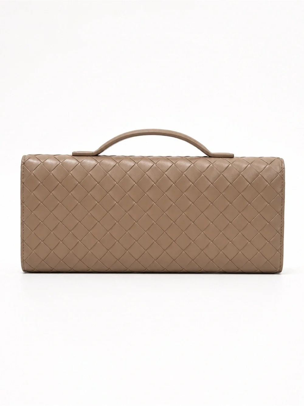 BOTTEGA VENETA ANDIAMO INTRECCIATO LEATHER CLUTCH PINE CONE BROWN